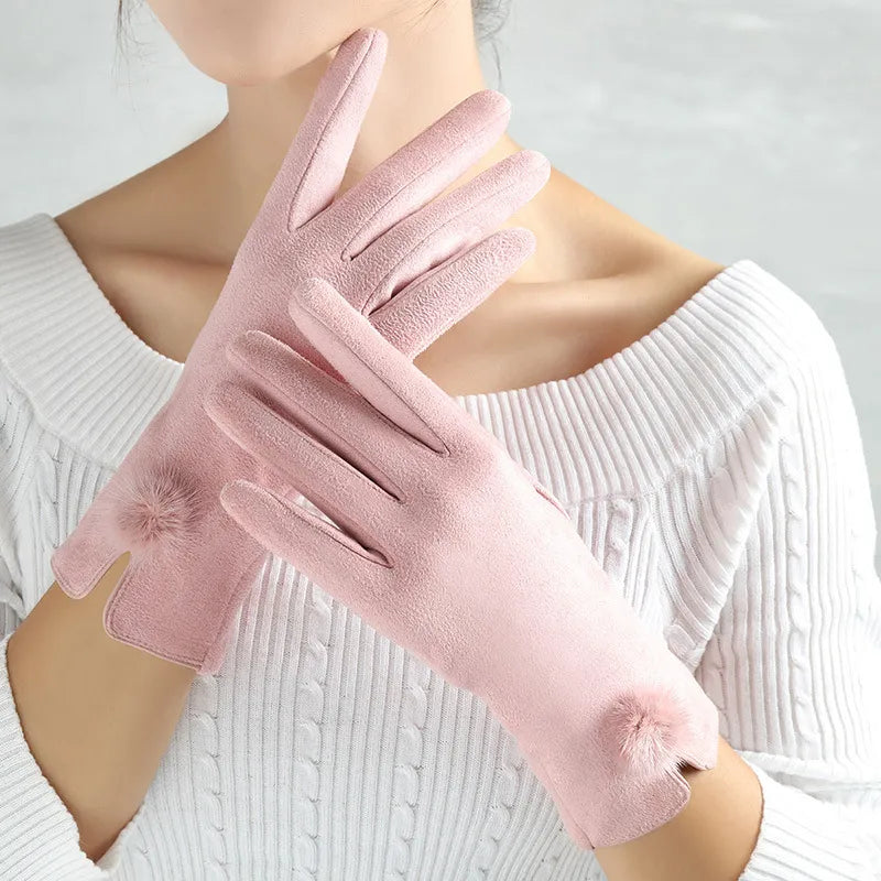 Stylish Autumn and Winter Gloves for Women - Amelia-Pink-The Livary