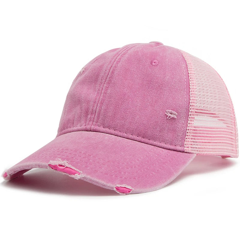 Cap with braid opening & mesh design – buy 1, get 1 free – Liora-Pink-The Livary