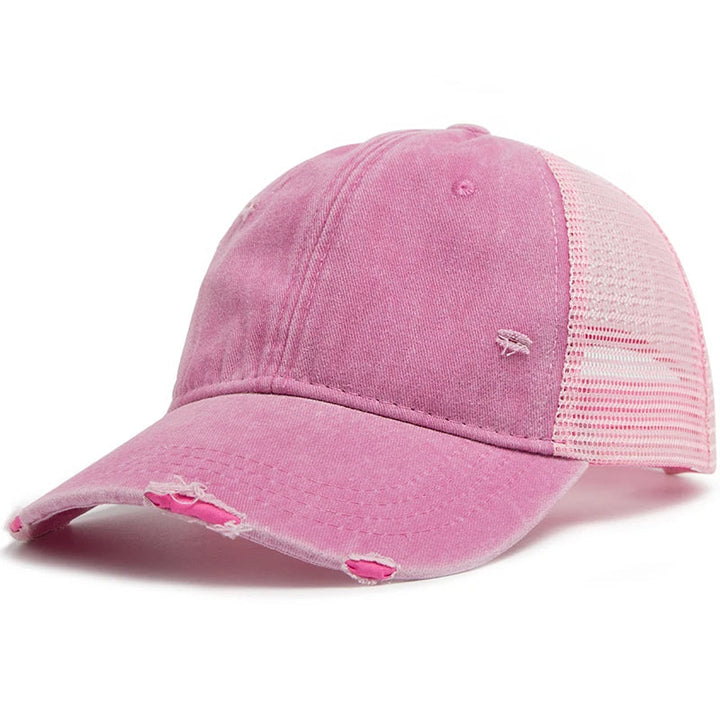 Cap with braid opening & mesh design – buy 1, get 1 free – Liora-Pink-The Livary