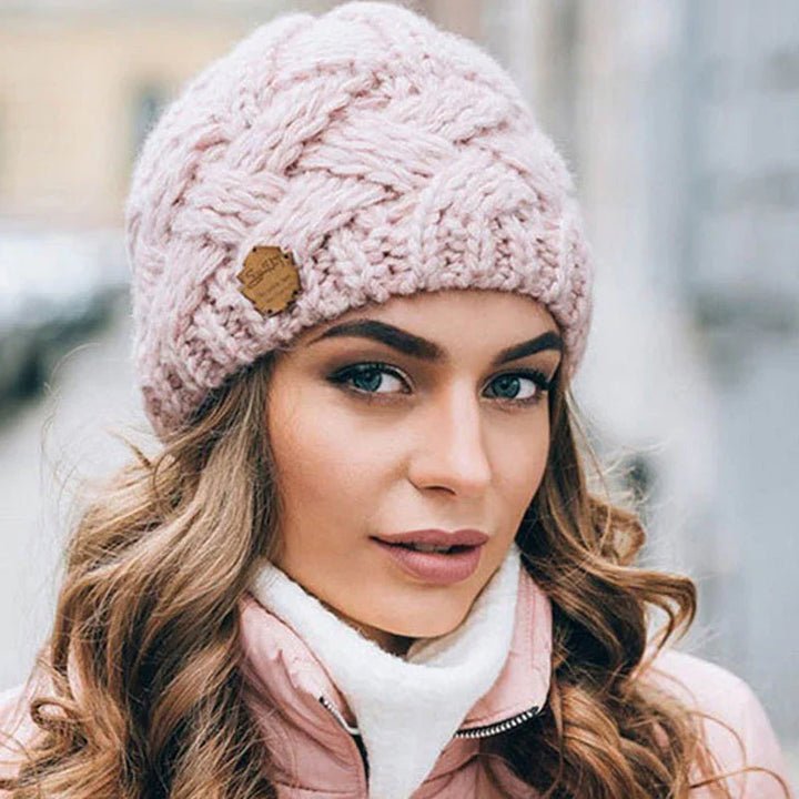 Comfortable Knitted Hat - Elena-Pink-The Livary