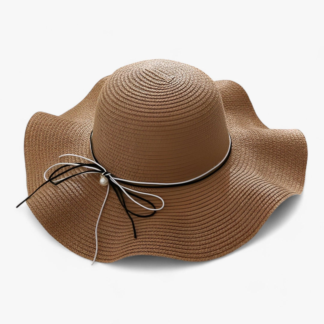 Airy women's beach hat with bow and UV protection - BreezeBow-Khaki-56-58CM-The Livary