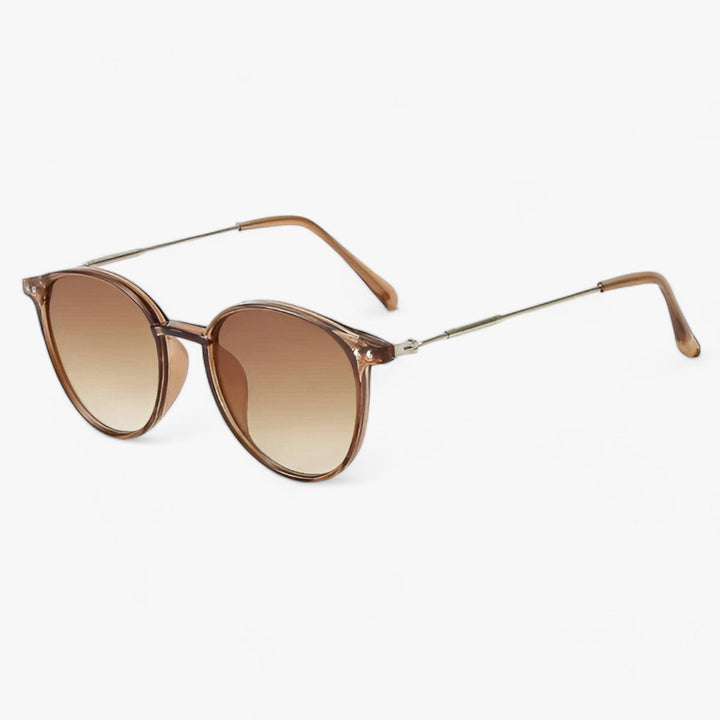 Luxurious women's sunglasses with a round frame – Liora-Brown-The Livary