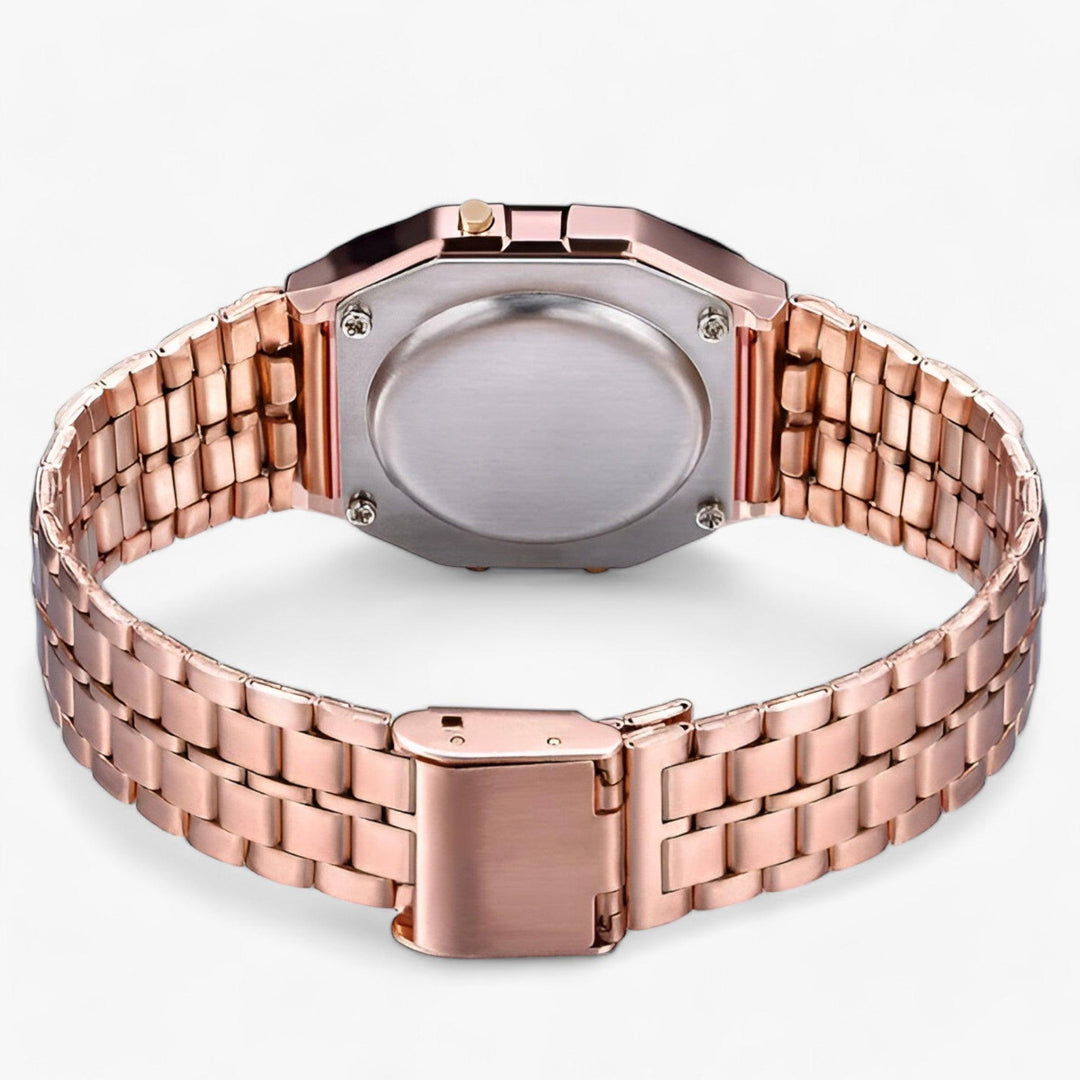 Digital Wristwatch with Square Dial - Amelina-Gold-The Livary