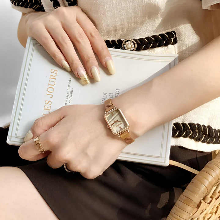 Fashionable Square Watch with Magnetic Band - Selena-Brown-The Livary