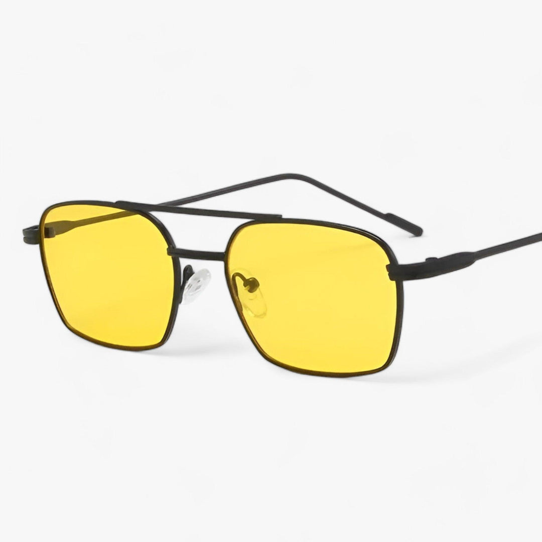 Vintage Unisex Sunglasses with Double Bridge – Aero-Black Yellow-The Livary