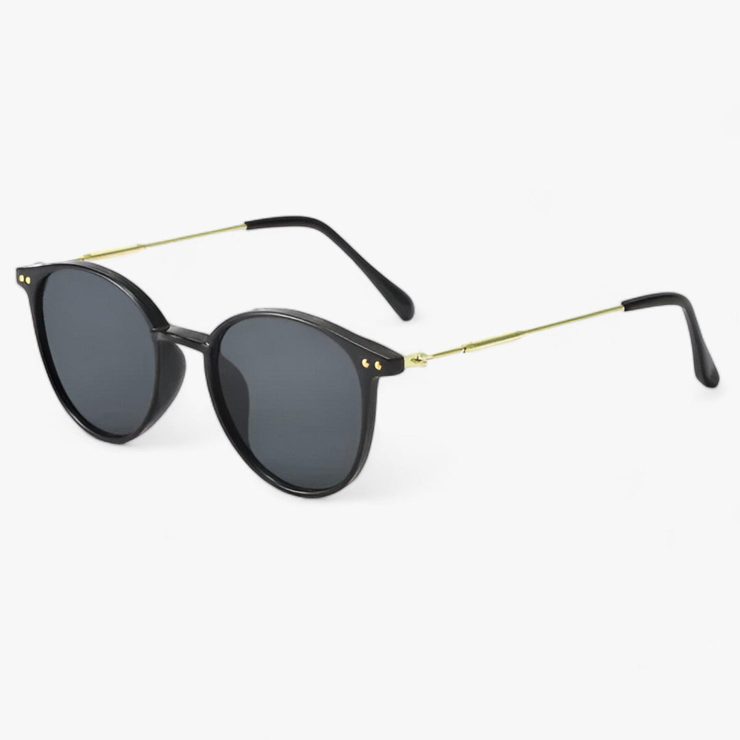Luxurious women's sunglasses with a round frame – Liora-Black-The Livary