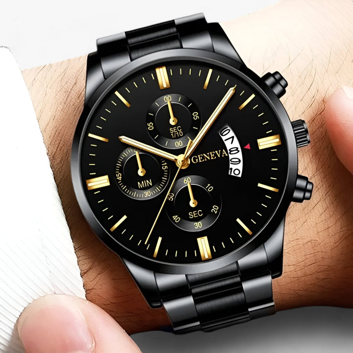 Luxury Black Quartz Men's Watch - Caspian-The Livary