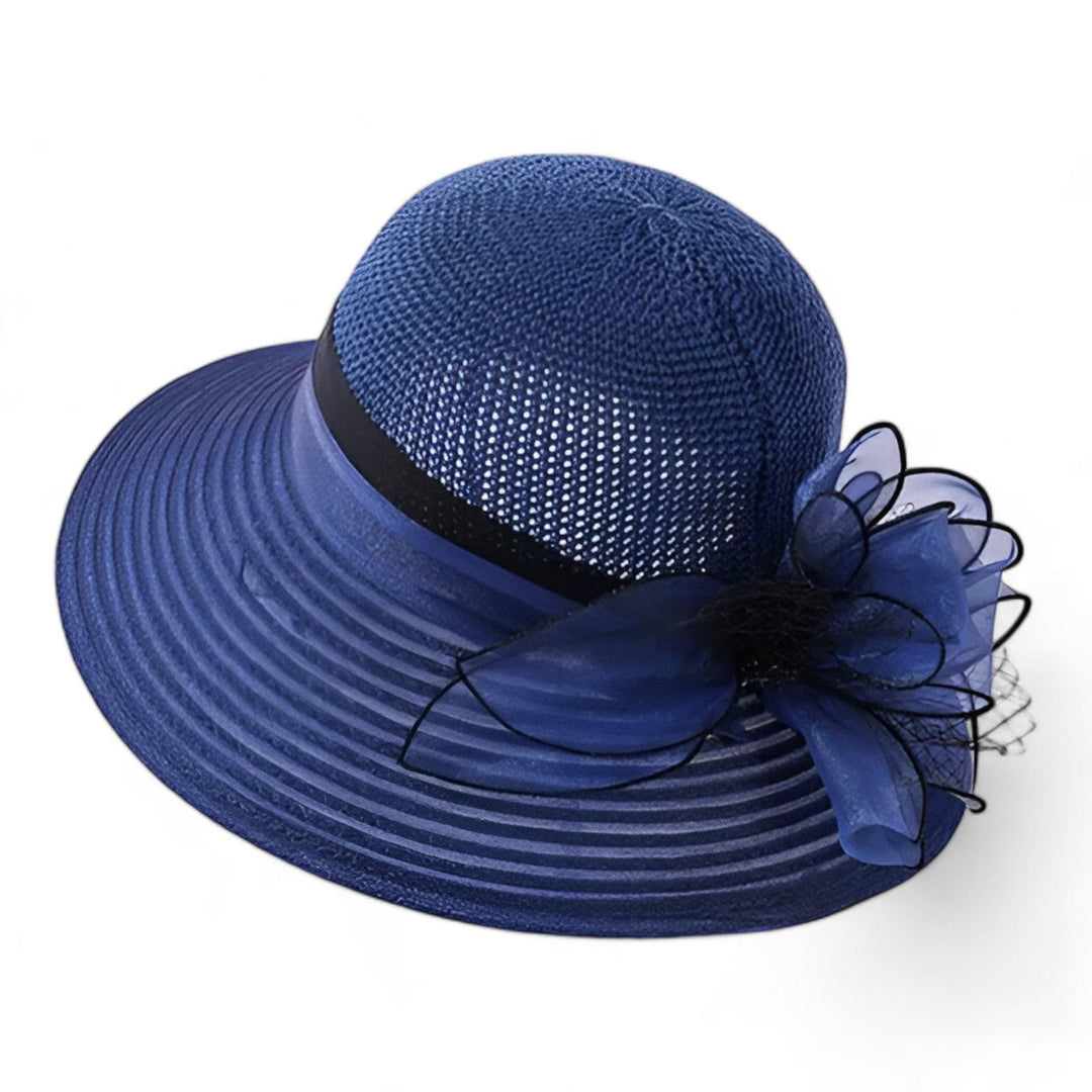 Elegant women's sun hat with a wide brim – Bellavue-Dark blue-The Livary