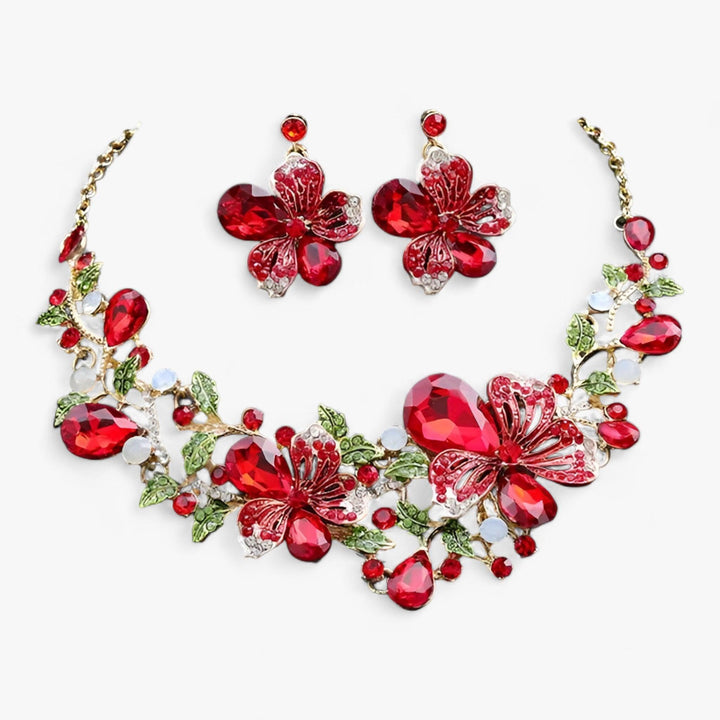 Bridal jewellery set with Enamel Flowers - Fleur-Mixed-The Livary