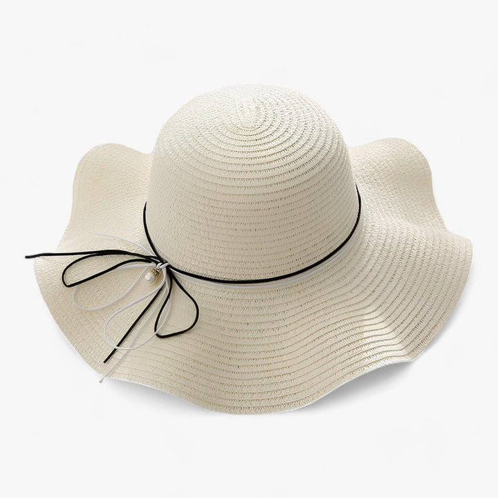 Airy women's beach hat with bow and UV protection - BreezeBow-Milk white-56-58CM-The Livary