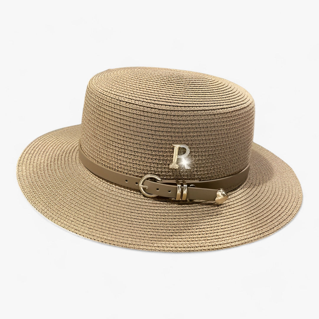 Ladies' straw hat with a flat crown – Aurelle-Khaki-The Livary