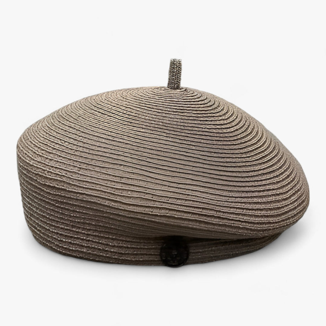 Summer fedora hat for women made of straw – light & stylish-Gray curry grass-Average size 55-57 cm-The Livary
