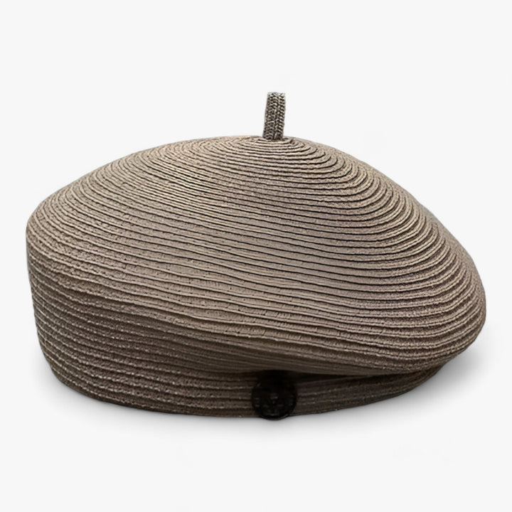 Summer fedora hat for women made of straw – light & stylish-Gray curry grass-Average size 55-57 cm-The Livary