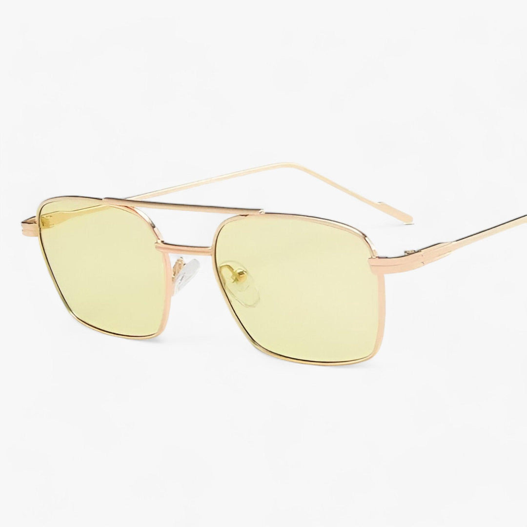 Vintage Unisex Sunglasses with Double Bridge – Aero-Gold Green-The Livary