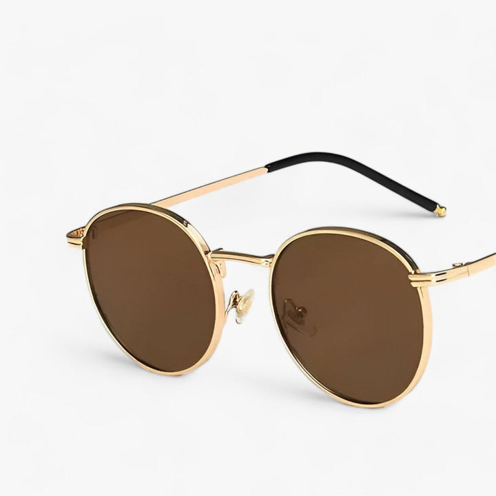 Unisex Designer Sunglasses with Round Lenses – Nova-Gold Brown-The Livary
