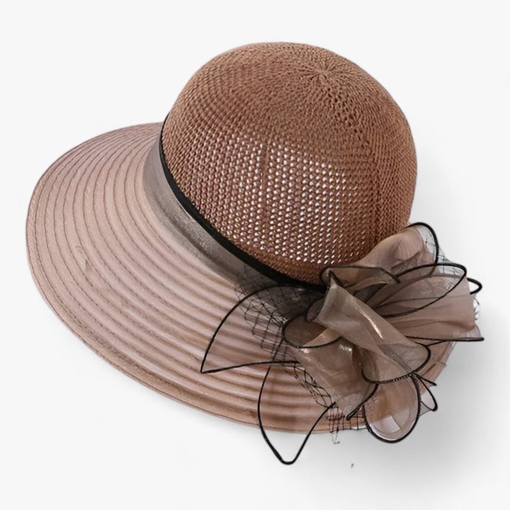 Elegant women's sun hat with a wide brim – Bellavue-Khaki-The Livary