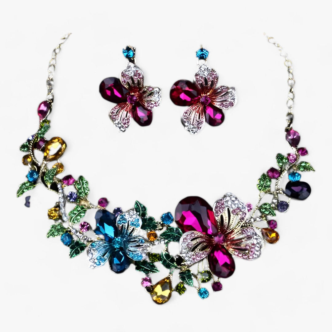 Bridal jewellery set with Enamel Flowers - Fleur-Mixed-The Livary