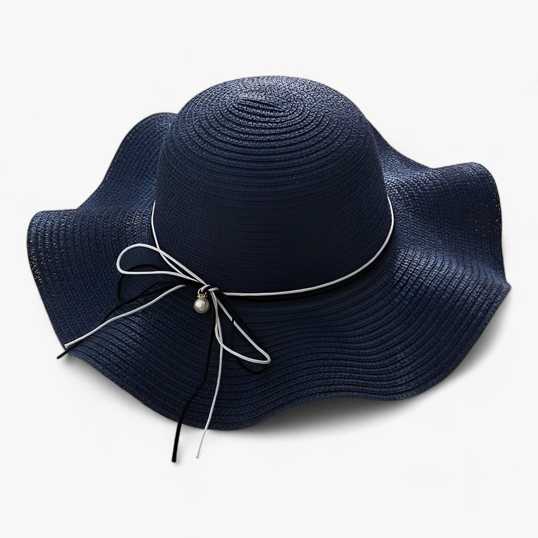 Airy women's beach hat with bow and UV protection - BreezeBow-Navy blue-56-58CM-The Livary