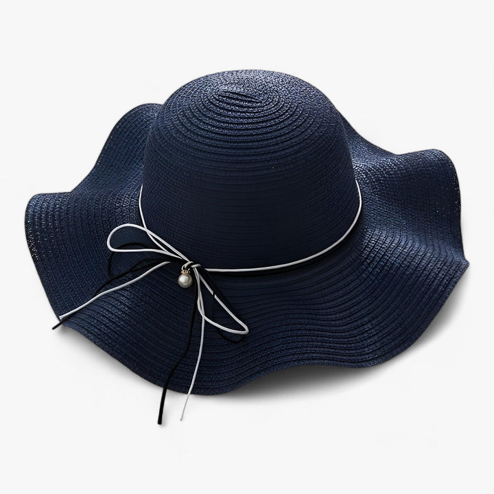 Airy women's beach hat with bow and UV protection - BreezeBow-Navy blue-56-58CM-The Livary