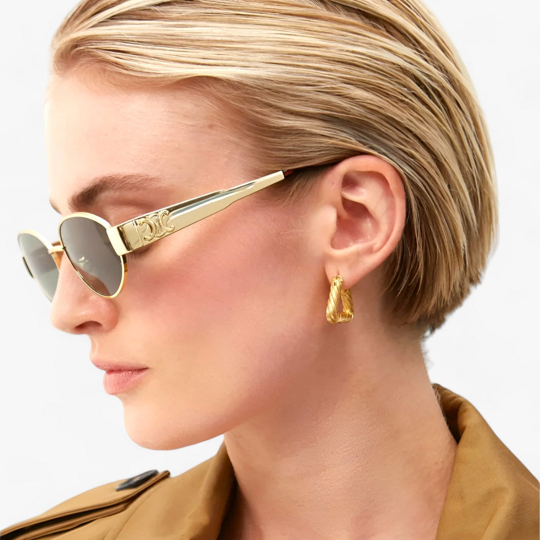 Ladies' sunglasses with UV protection & stylish acetate frame – Narella-Gold-The Livary