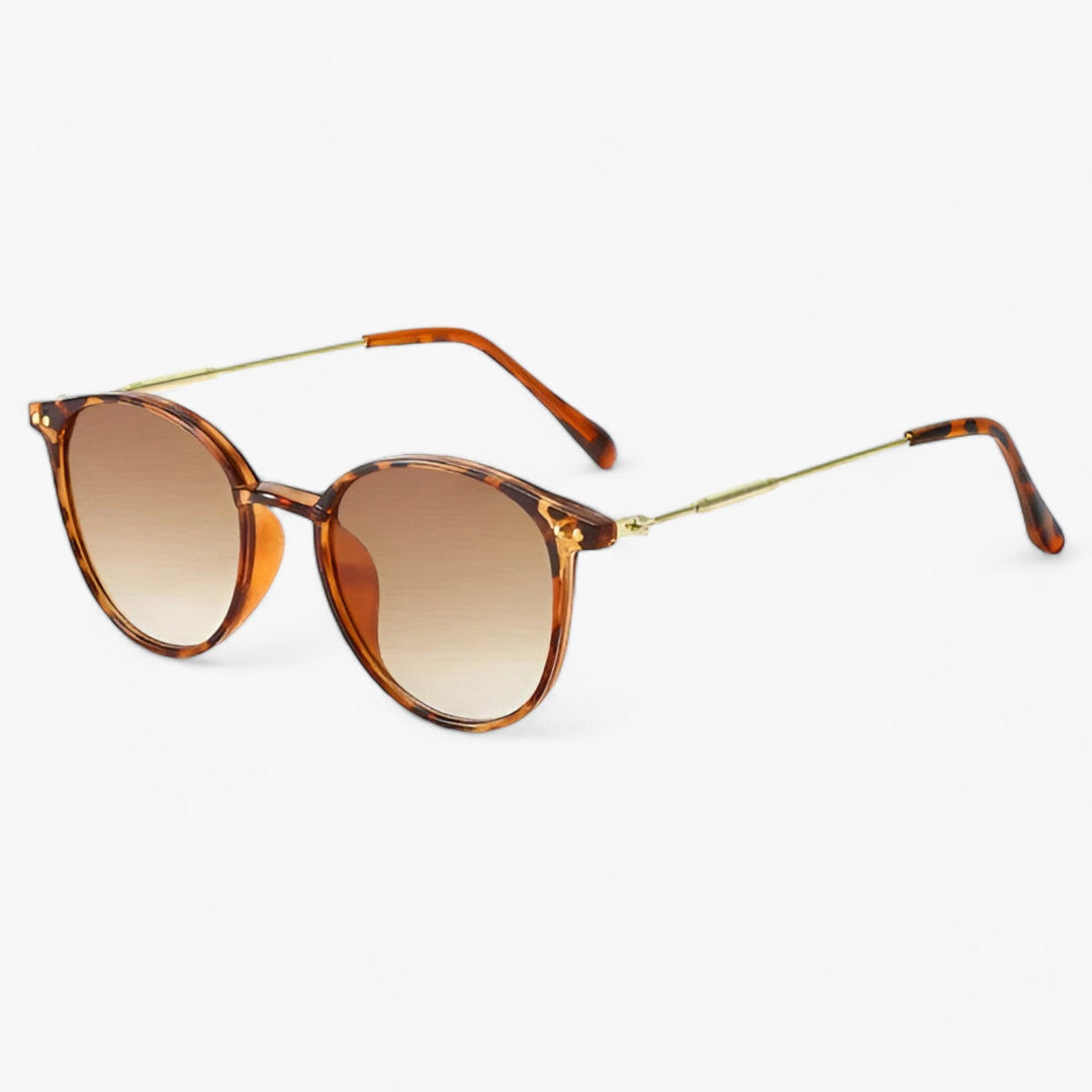 Luxurious women's sunglasses with a round frame – Liora-Leopard Brown-The Livary