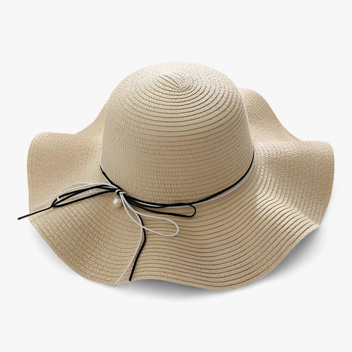 Airy women's beach hat with bow and UV protection - BreezeBow-Beige-56-58CM-The Livary