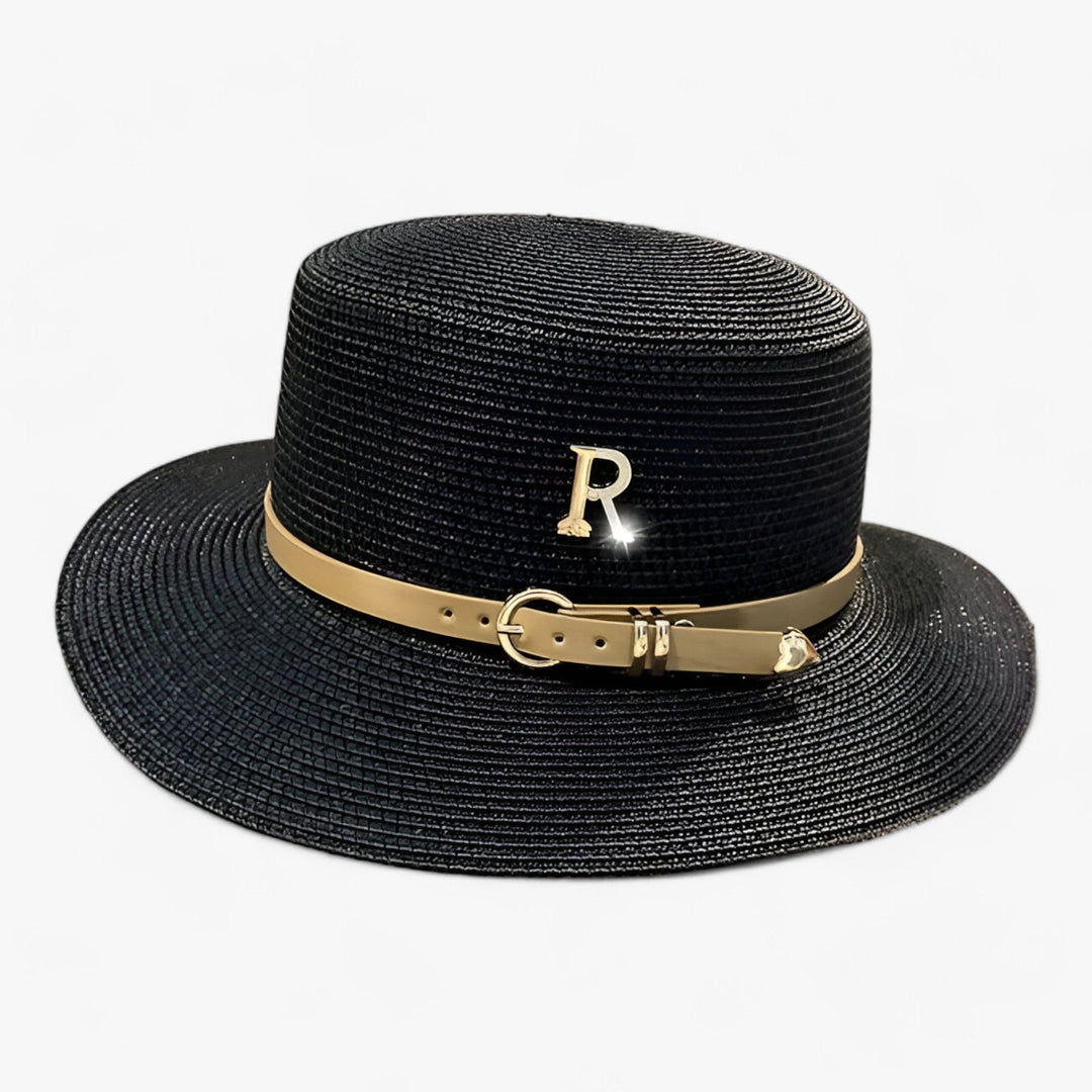 Ladies' straw hat with a flat crown – Aurelle-Black-The Livary