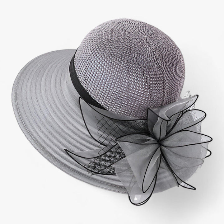 Elegant women's sun hat with a wide brim – Bellavue-Gray-The Livary