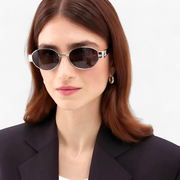 Ladies' sunglasses with UV protection & stylish acetate frame – Narella-Gold-The Livary