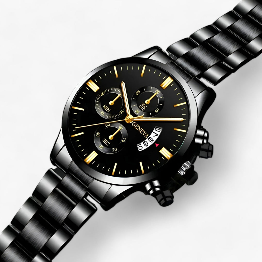 Luxury Black Quartz Men's Watch - Caspian-The Livary