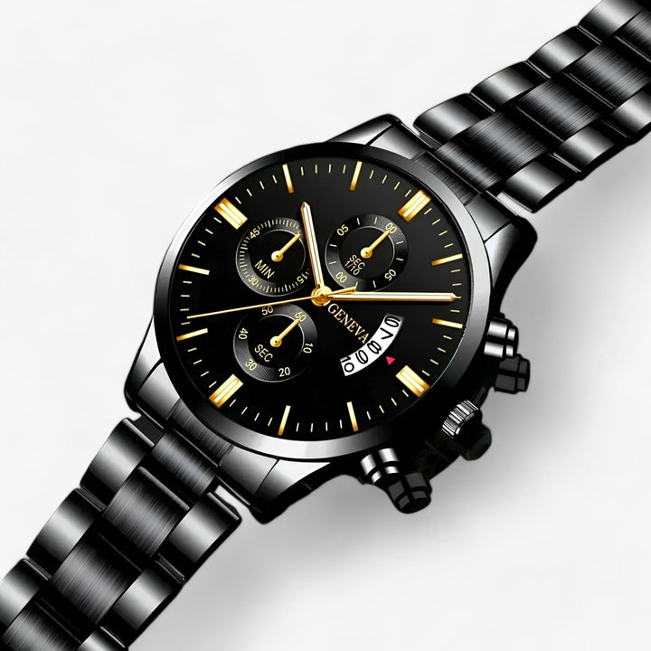 Luxury Black Quartz Men's Watch - Caspian-The Livary