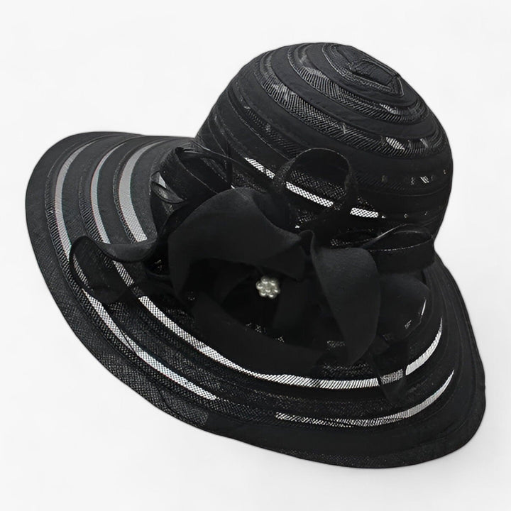 Elegant ladies' sun hat made of organza – Mirielle-Black-The Livary