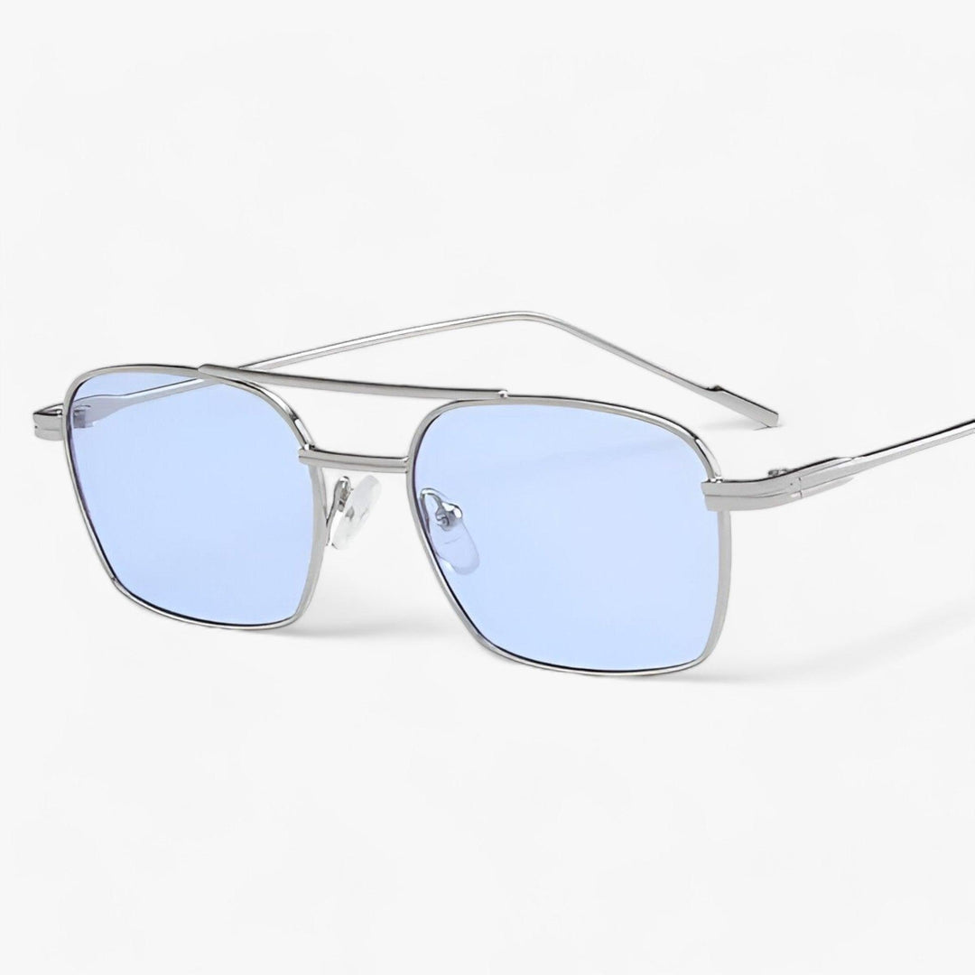 Vintage Unisex Sunglasses with Double Bridge – Aero-Silver Blue-The Livary