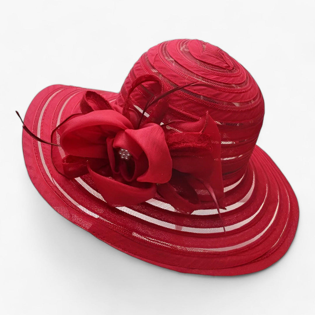 Elegant ladies' sun hat made of organza – Mirielle-Red-The Livary