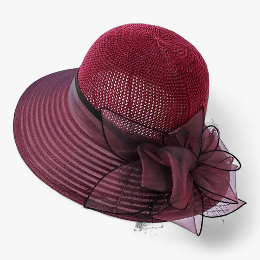 Elegant women's sun hat with a wide brim – Bellavue-Red-The Livary
