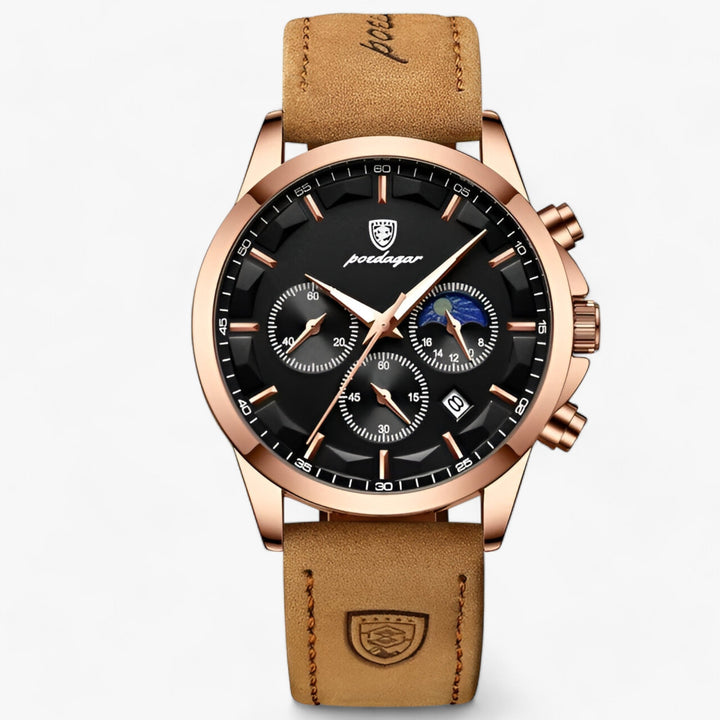 Luxury Men's Watch - Cassian-Rose Gold Black L-The Livary