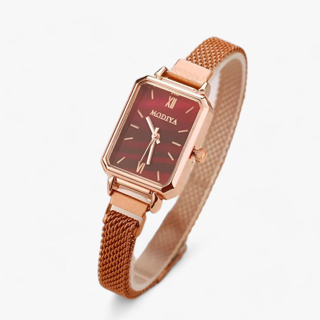 Fashionable Square Watch with Magnetic Band - Selena-Red-The Livary