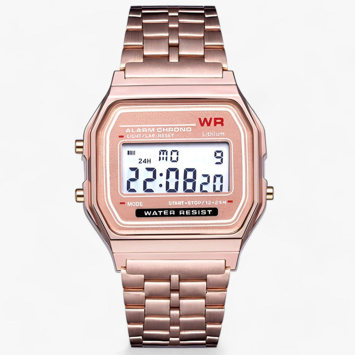 Digital Wristwatch with Square Dial - Amelina-Rose gold-The Livary