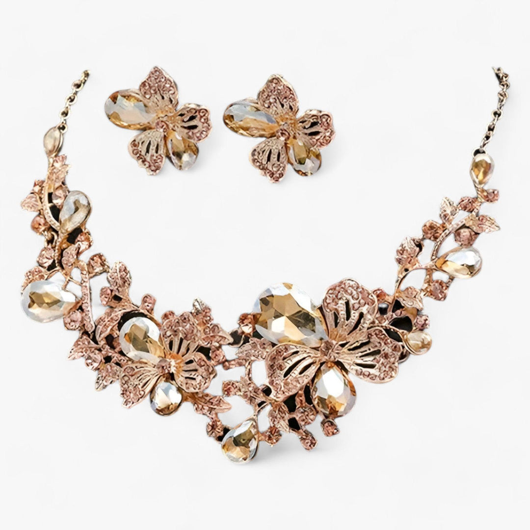 Bridal jewellery set with Enamel Flowers - Fleur-Mixed-The Livary