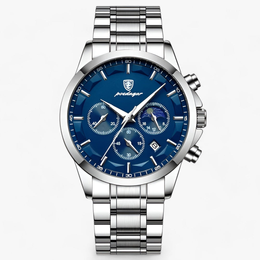 Luxury Men's Watch - Cassian-Zilver Blauw S-The Livary