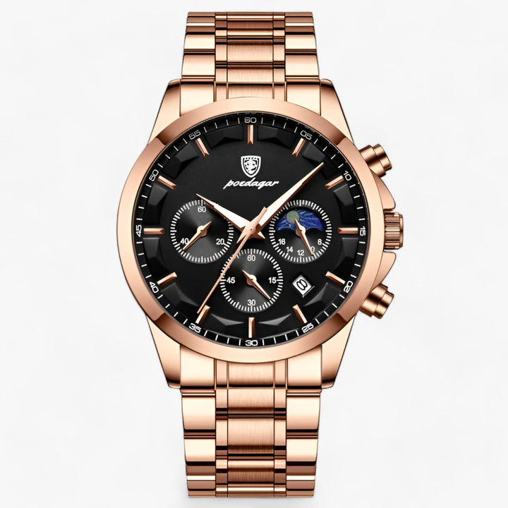 Luxury Men's Watch - Cassian-Rose Gold Black S-The Livary