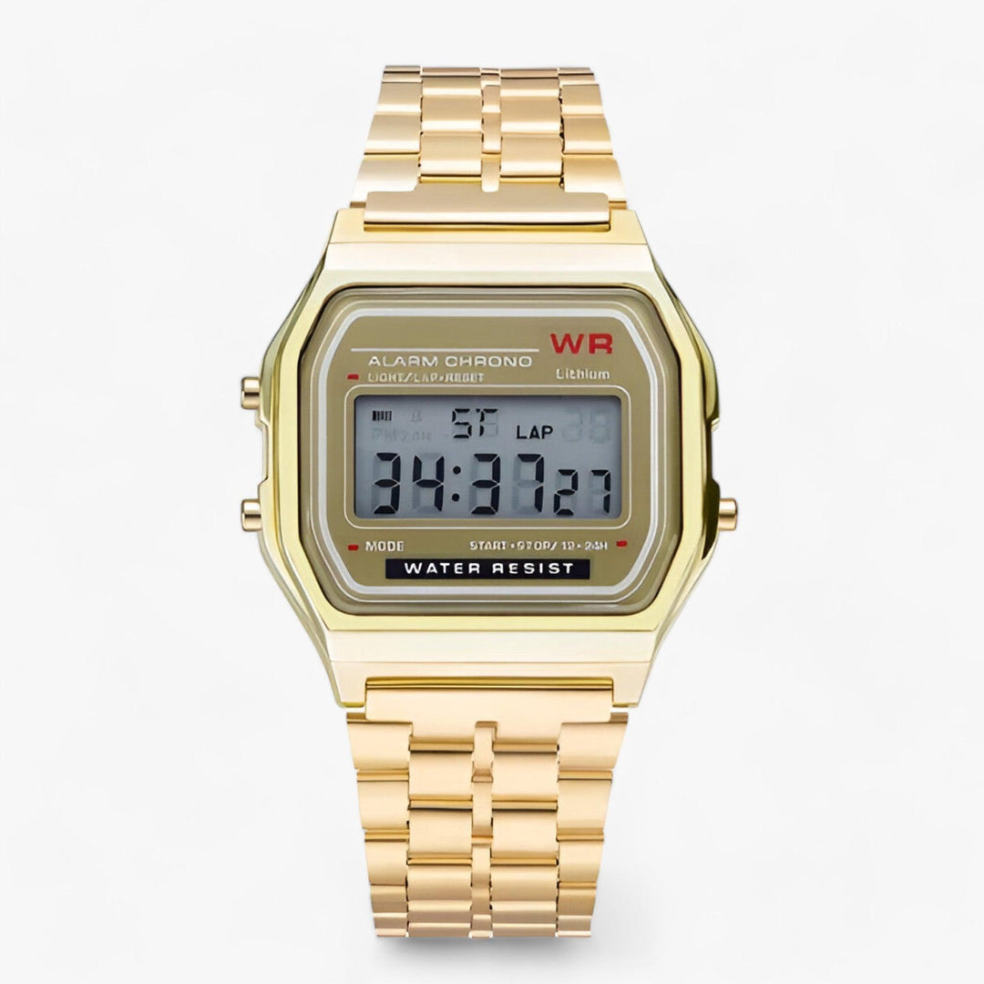 Digital Wristwatch with Square Dial - Amelina-Gold-The Livary