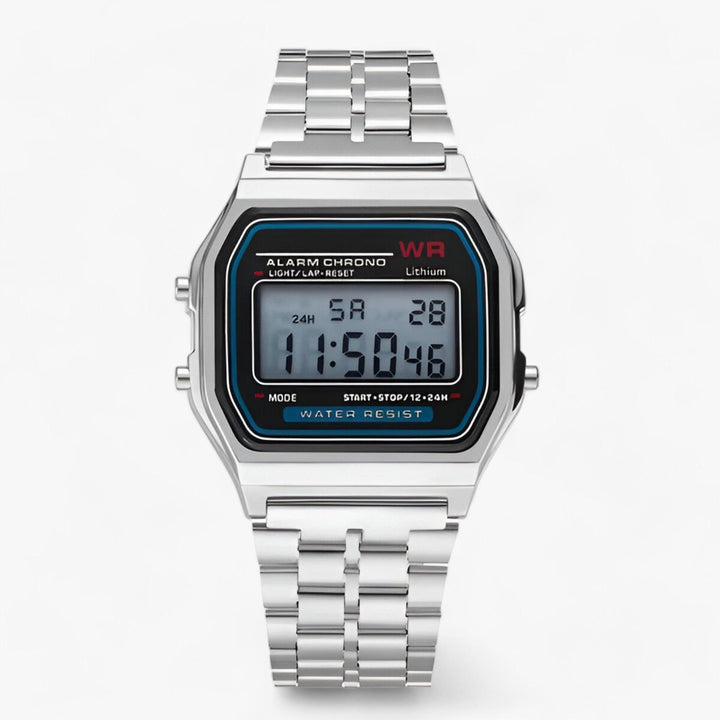 Digital Wristwatch with Square Dial - Amelina-Silver-The Livary