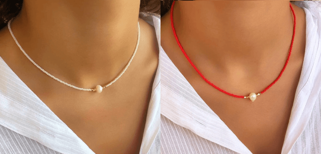 Refined Pearl Necklace (Buy 1 Get 1 Free) - Luxury Pearl-White + red (1+1 free)-The Livary