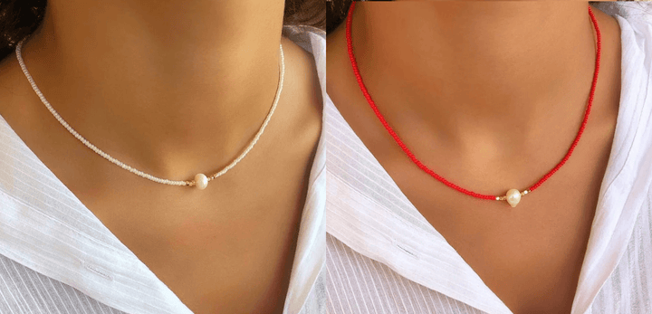 Refined Pearl Necklace (Buy 1 Get 1 Free) - Luxury Pearl-White + red (1+1 free)-The Livary