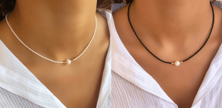 Refined Pearl Necklace (Buy 1 Get 1 Free) - Luxury Pearl-Black + white (1+1 free)-The Livary