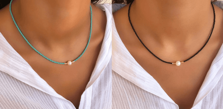 Refined Pearl Necklace (Buy 1 Get 1 Free) - Luxury Pearl-Turquoise + black (1+1 free)-The Livary