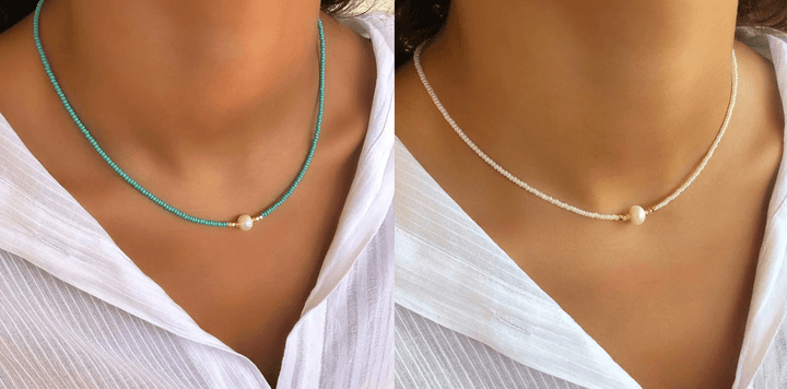 Refined Pearl Necklace (Buy 1 Get 1 Free) - Luxury Pearl-Turquoise + white (buy 1 get 1 free)-The Livary