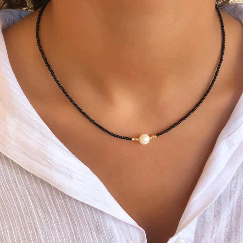 Refined Pearl Necklace (Buy 1 Get 1 Free) - Luxury Pearl-Turquoise + black (1+1 free)-The Livary