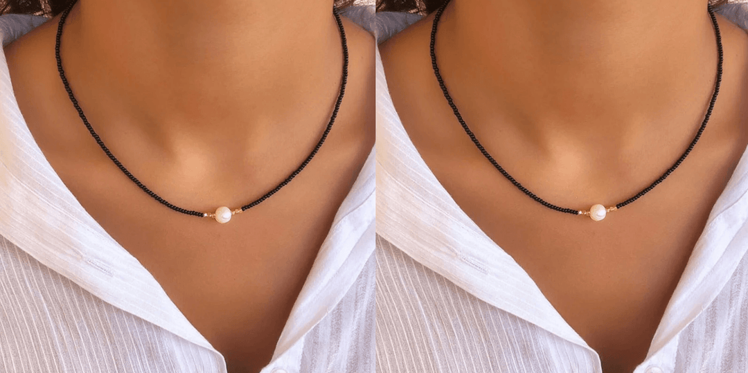 Refined Pearl Necklace (Buy 1 Get 1 Free) - Luxury Pearl-Black + Black (Buy 1 Get 1 Free)-The Livary